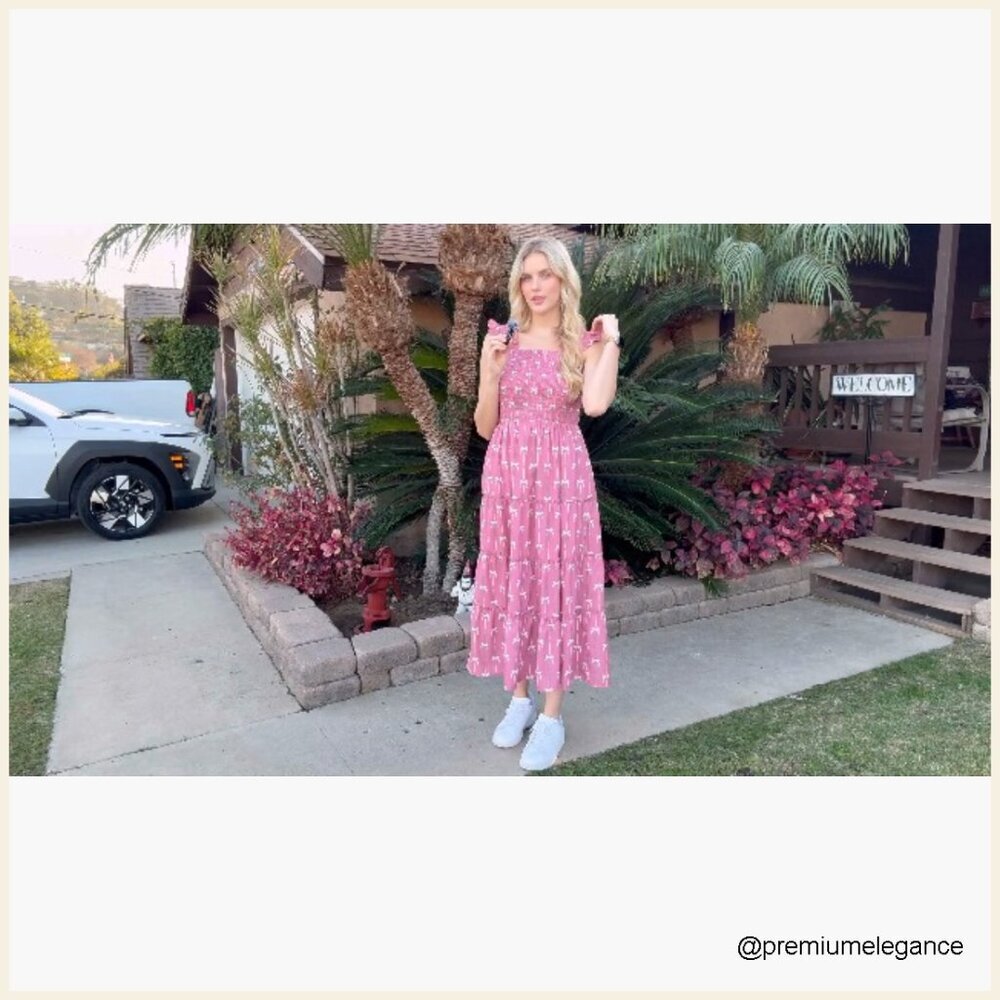 Sleeveless Square Neck Maxi Dress with Smocked High Waist and Ruffle Strap - Picture 7 of 7